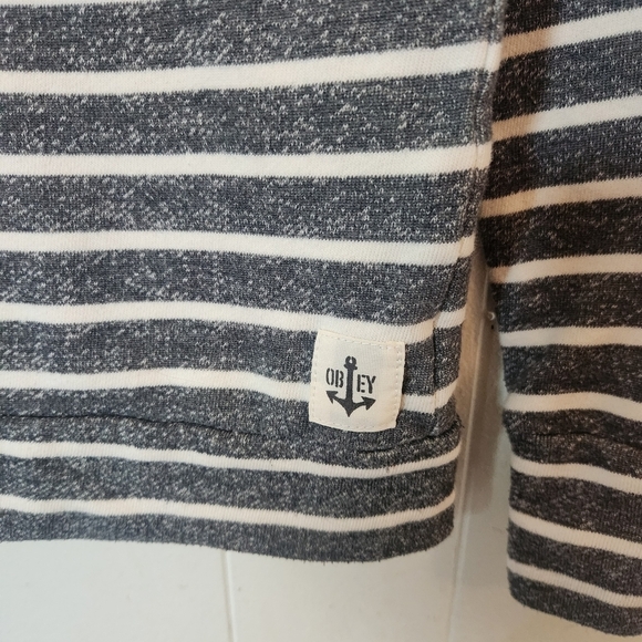 Obey Womens Scoop Neck Nautical Stripe Long Sleeve Size Xs - Picture 8 of 16